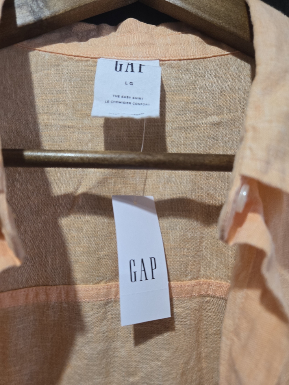GAP Peach Button-Down Shirt for Women Linen Cotton Blend Size Large - Picture 3 of 4